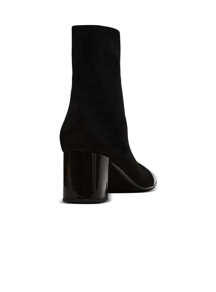 Suede Edna Ankle Boots With Patent Leather Toes Black Women Balmain Boots