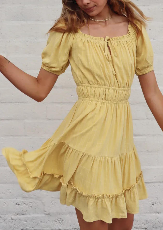 Summer Checklist Mini Dress Yellow Women Lost Wander Dresses