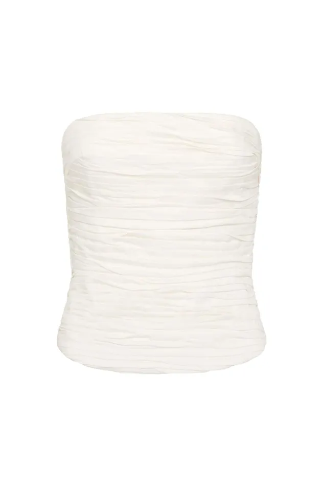 Sunbeam Ruched Bustier Ivory Women Aje Tops