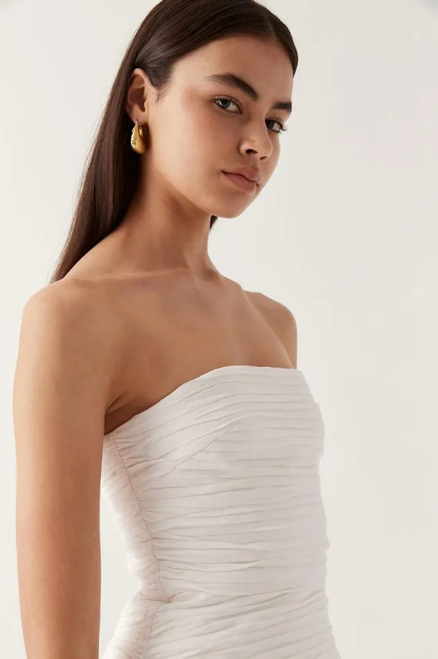 Sunbeam Ruched Bustier Ivory Women Aje Tops