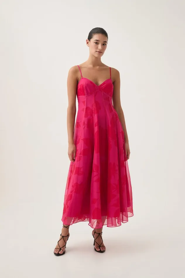 Sway Panelled Midi Dress Florescent Rose Women Aje Cocktail Dresses