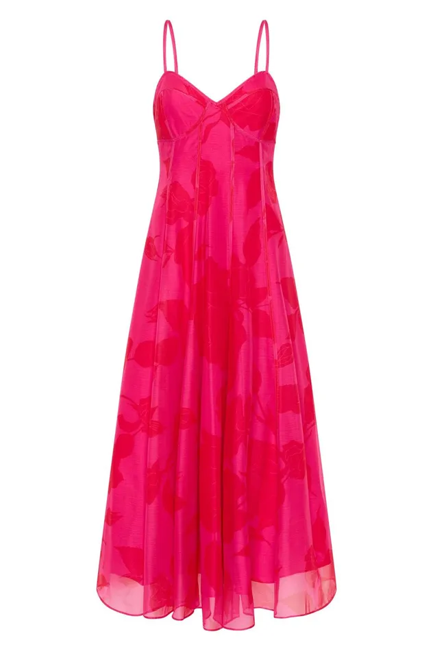 Sway Panelled Midi Dress Florescent Rose Women Aje Cocktail Dresses