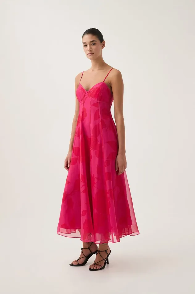 Sway Panelled Midi Dress Florescent Rose Women Aje Cocktail Dresses