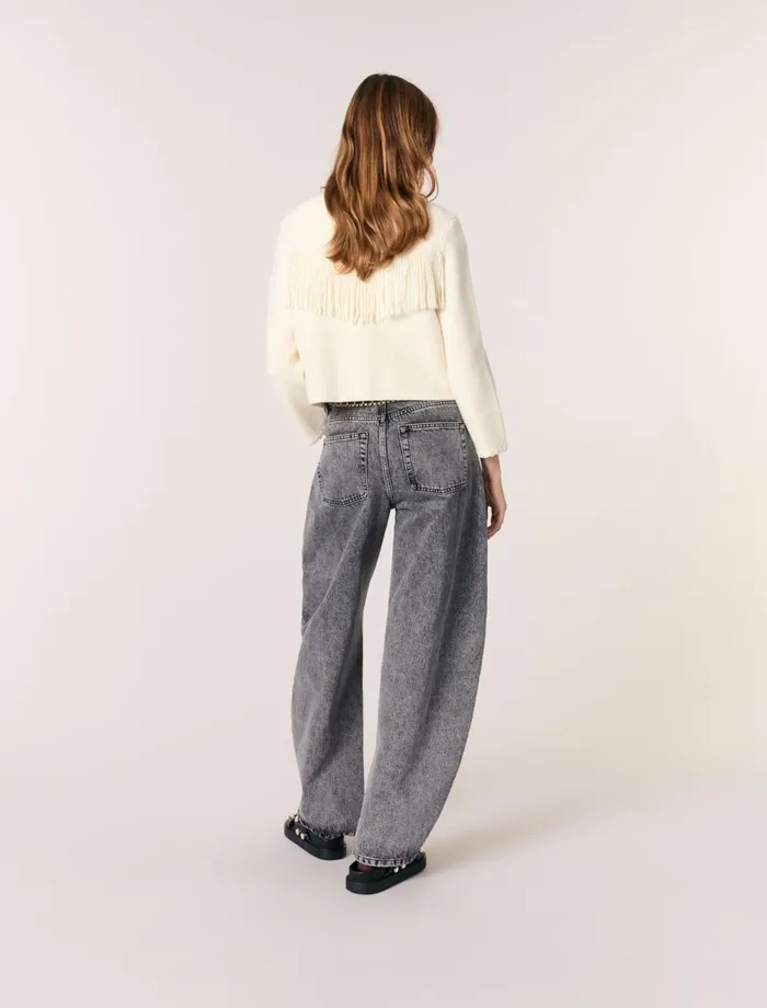 Sweaters and Cardigans Women Maje Fringed Cardigan Ecru