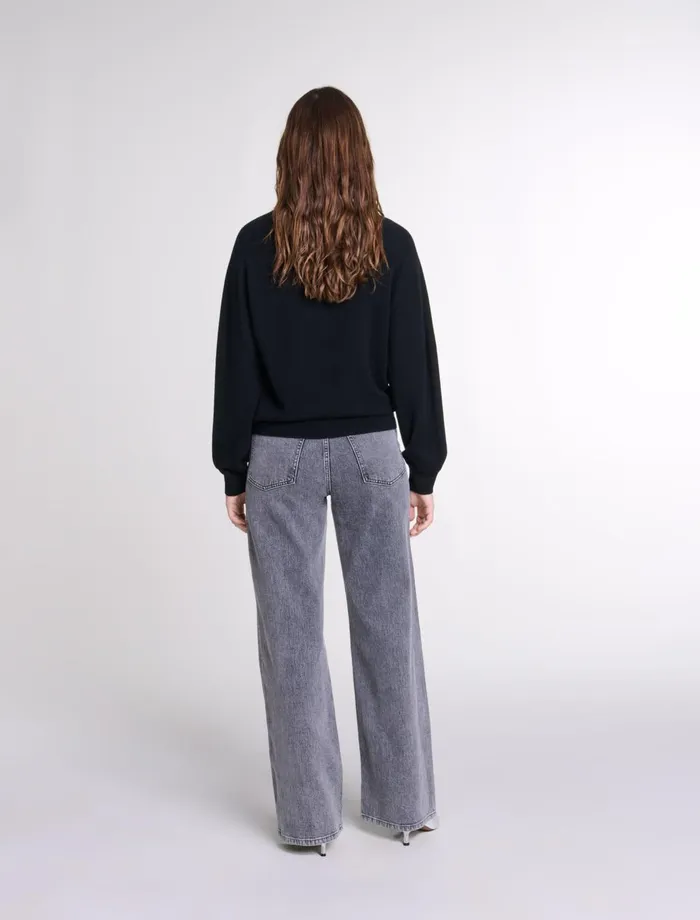 Sweaters and Cardigans Women Maje Knit Jumper With Rhinestone Neck Black