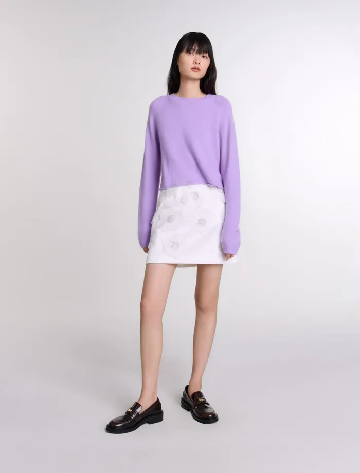 Sweaters and Cardigans Women Maje Short Cashmere Jumper Parma Violet