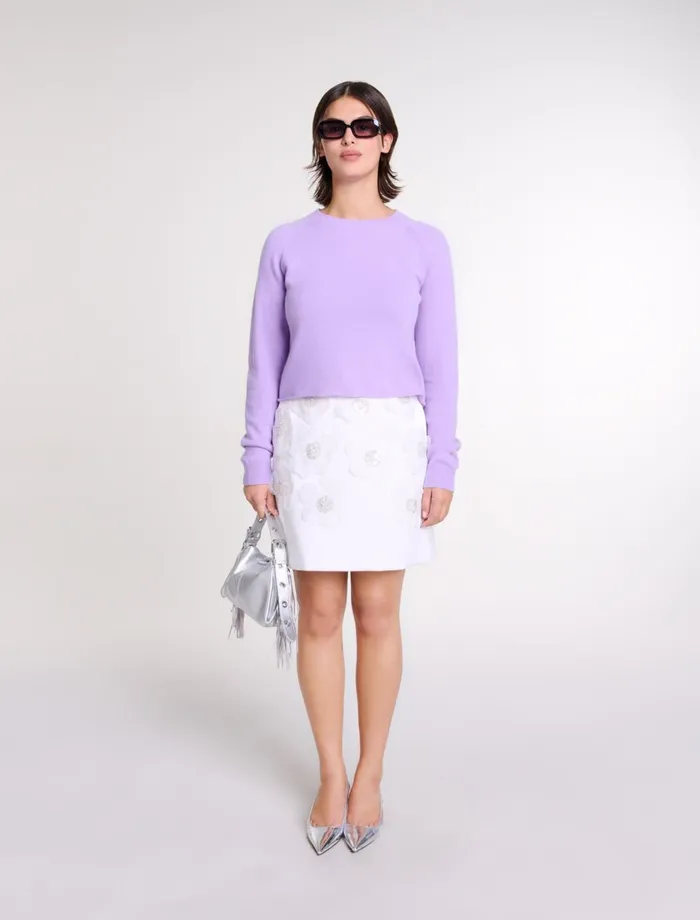 Sweaters and Cardigans Women Maje Short Cashmere Jumper Parma Violet