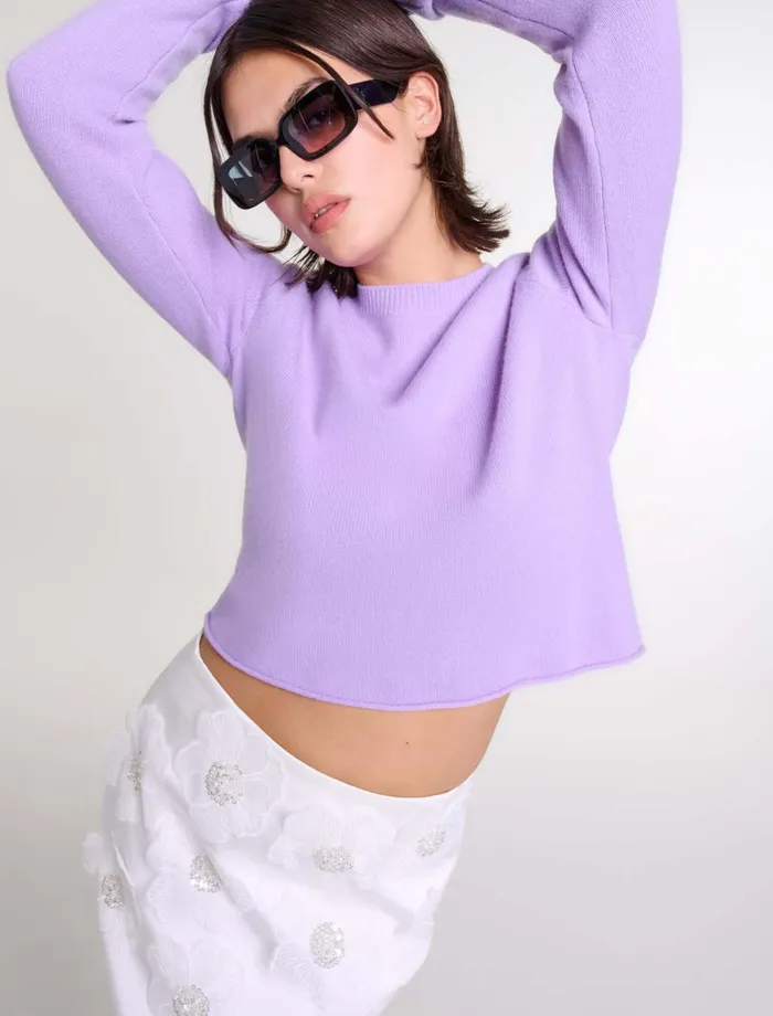 Sweaters and Cardigans Women Maje Short Cashmere Jumper Parma Violet