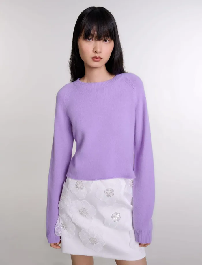 Sweaters and Cardigans Women Maje Short Cashmere Jumper Parma Violet