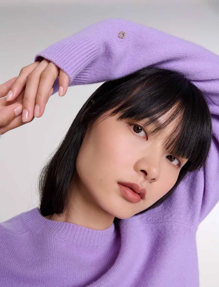 Sweaters and Cardigans Women Maje Short Cashmere Jumper Parma Violet