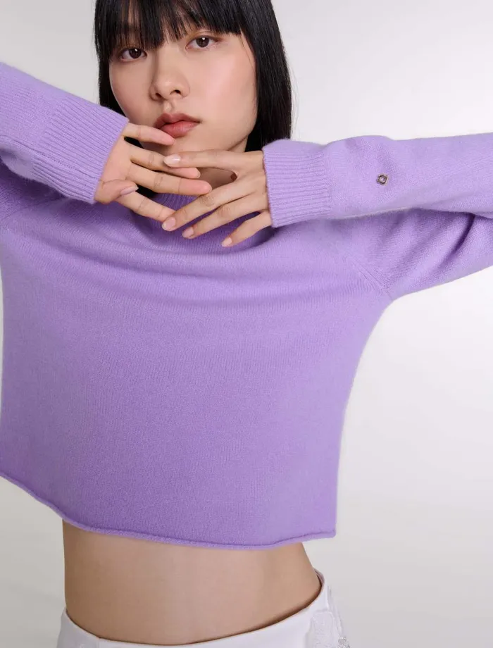 Sweaters and Cardigans Women Maje Short Cashmere Jumper Parma Violet