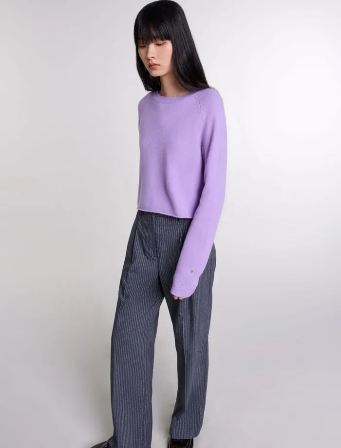 Sweaters and Cardigans Women Maje Short Cashmere Jumper Parma Violet