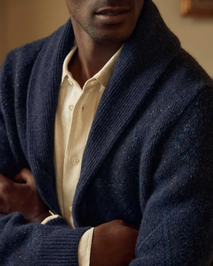 Sweaters and Sweatshirts Men Billy Reid Chevron Ranch Cardigan Navy