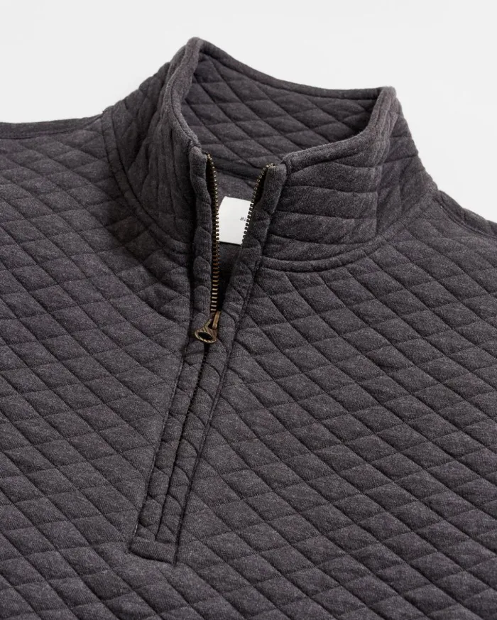 Sweaters and Sweatshirts Men Billy Reid Diamond Quilt Half Zip Black