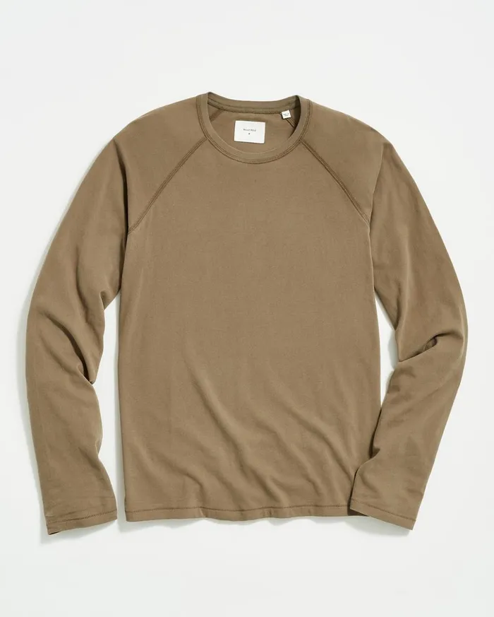 Sweaters and Sweatshirts Men Billy Reid Ls Sueded Cotton Crew Moss Green