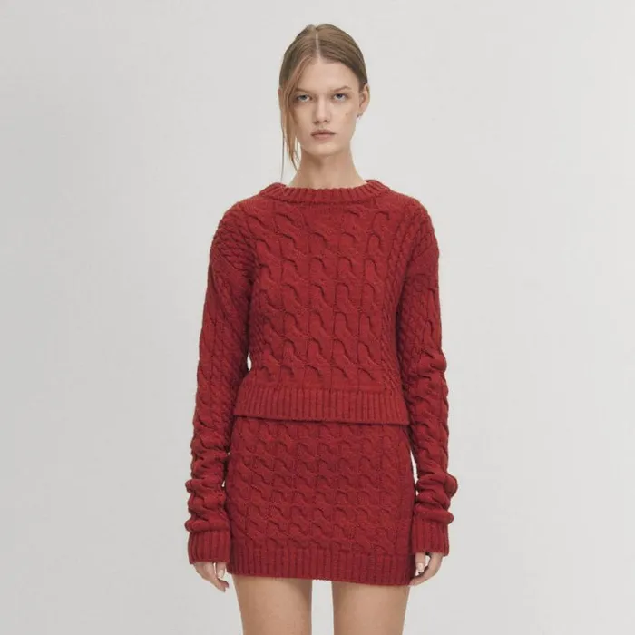 Sweaters Cardigans Women ALOHAS Blossom Red Tricot Sweater
