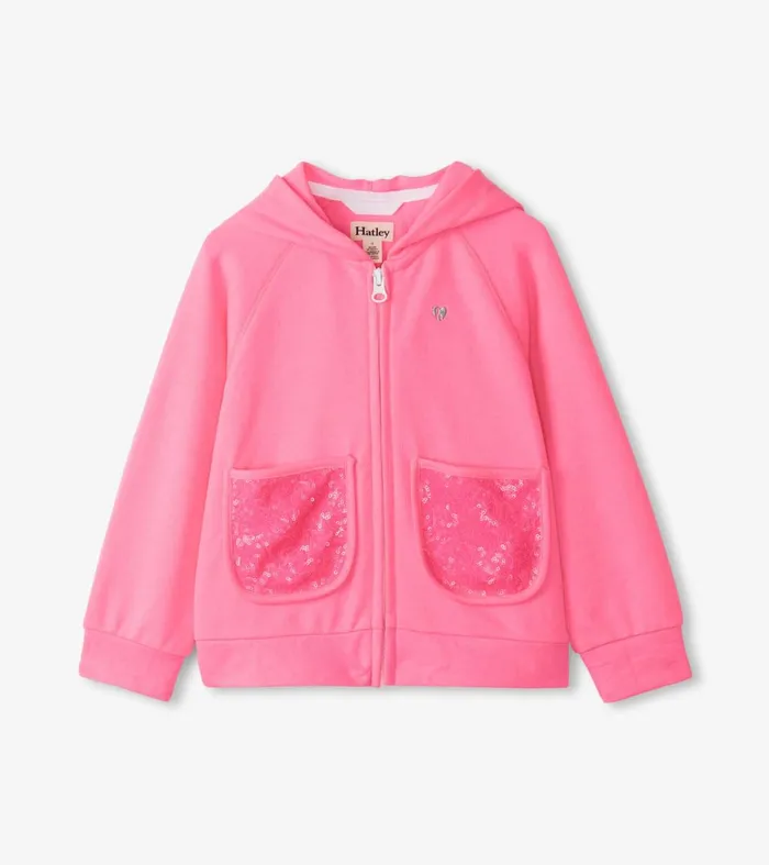 Sweaters Girls Hatley Girls Pink Neon Raglan Hoodie