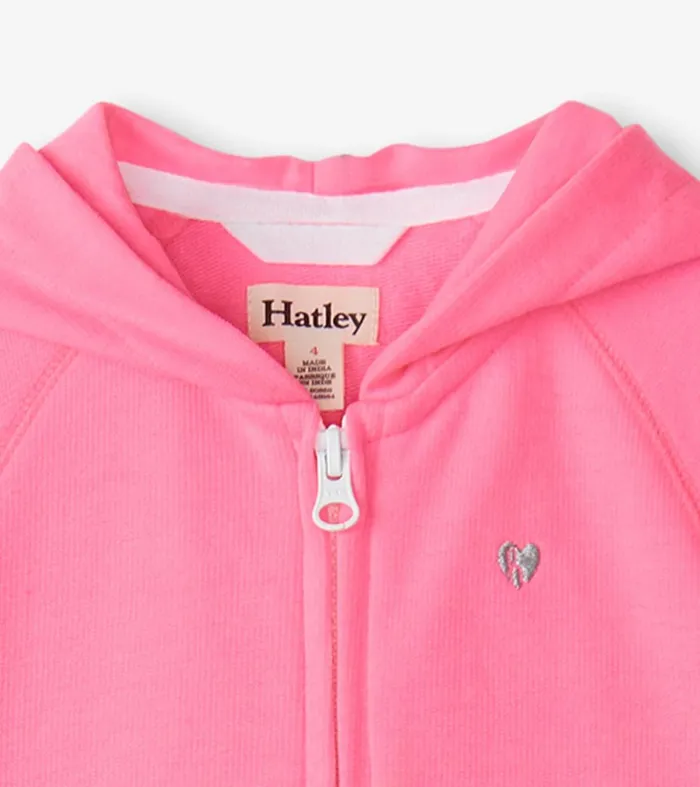 Sweaters Girls Hatley Girls Pink Neon Raglan Hoodie