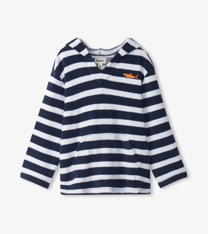 Swimwear Boys Hatley Boys Deep Sea Stripes Terry Pullover Hoodie