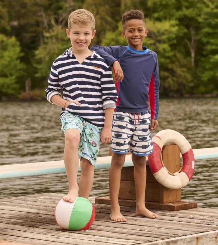 Swimwear Boys Hatley Boys Deep Sea Stripes Terry Pullover Hoodie