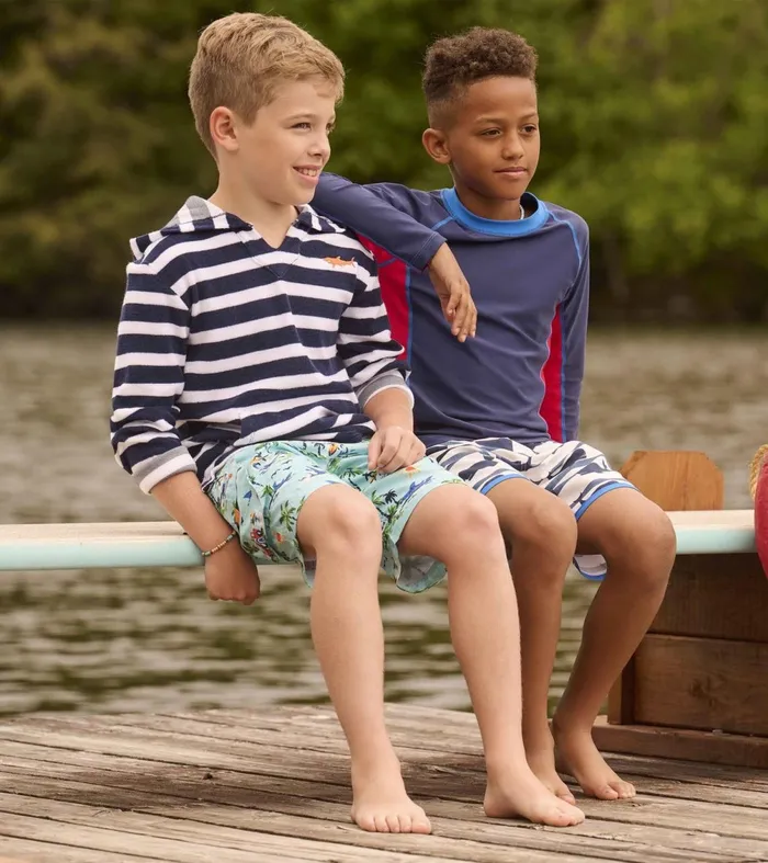 Swimwear Boys Hatley Boys Deep Sea Stripes Terry Pullover Hoodie
