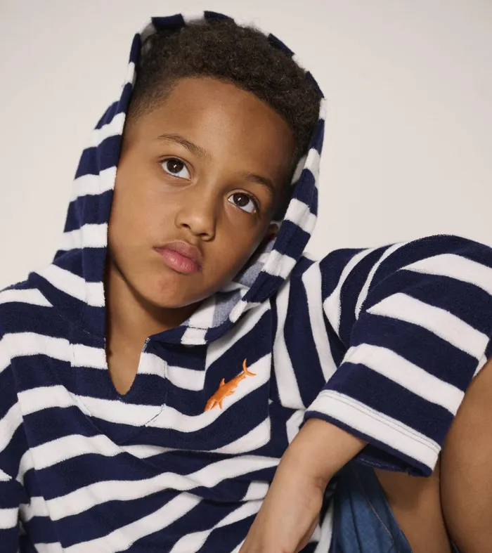 Swimwear Boys Hatley Boys Deep Sea Stripes Terry Pullover Hoodie