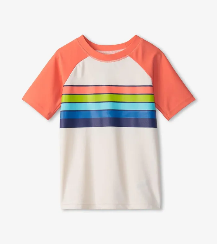 Swimwear Boys Hatley Boys Surfer Stripes Short Sleeve Rashguard