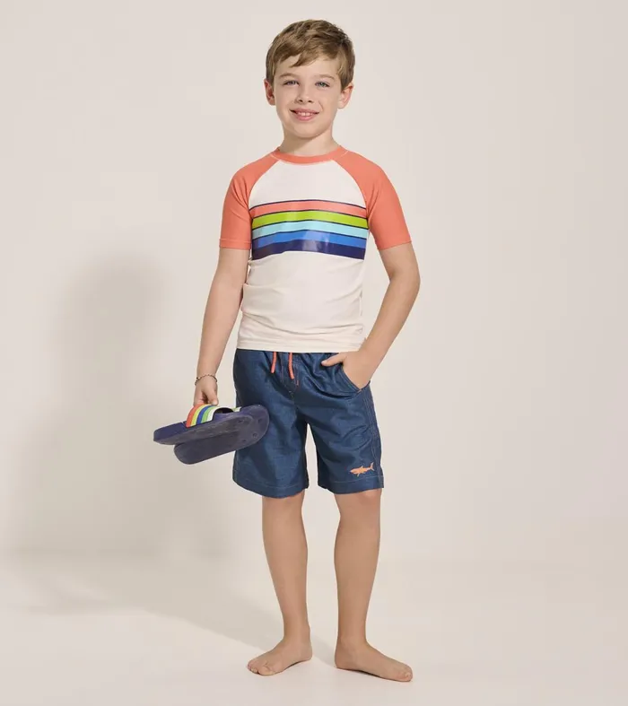 Swimwear Boys Hatley Boys Surfer Stripes Short Sleeve Rashguard