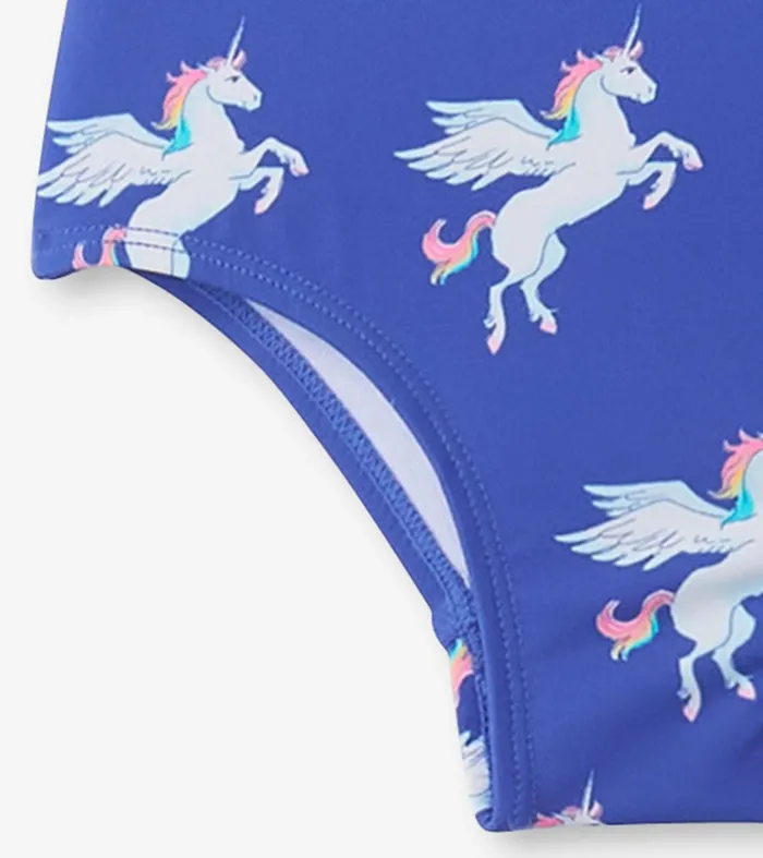 Swimwear Girls Hatley Girls Dazzling Unicorn Ruffle Sleeve Swimsuit
