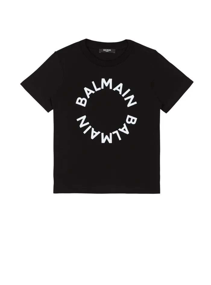 Tshirt With Logo Black Kids Balmain