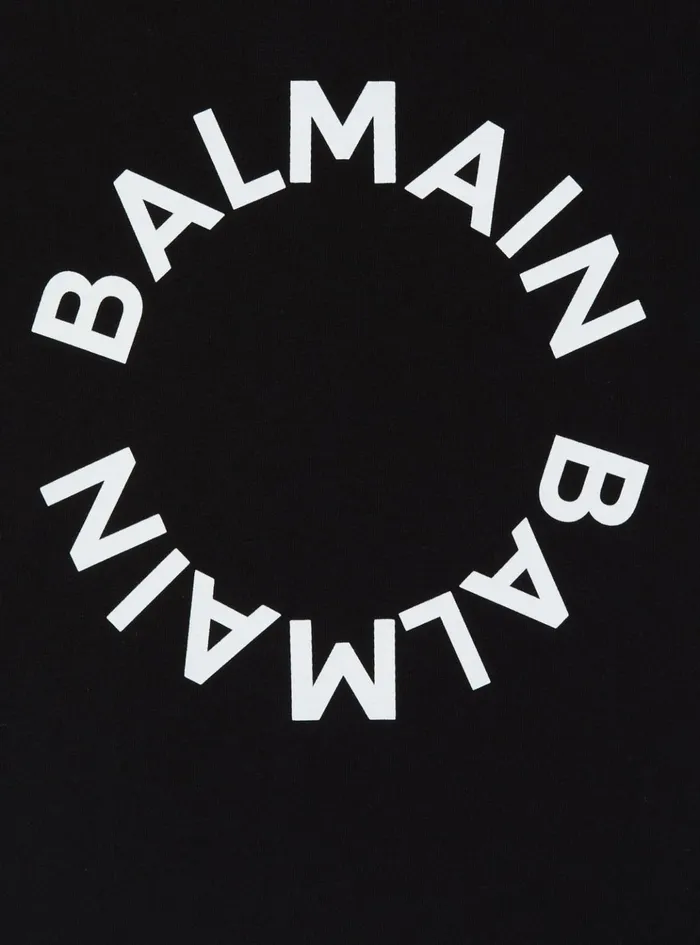 Tshirt With Logo Black Kids Balmain