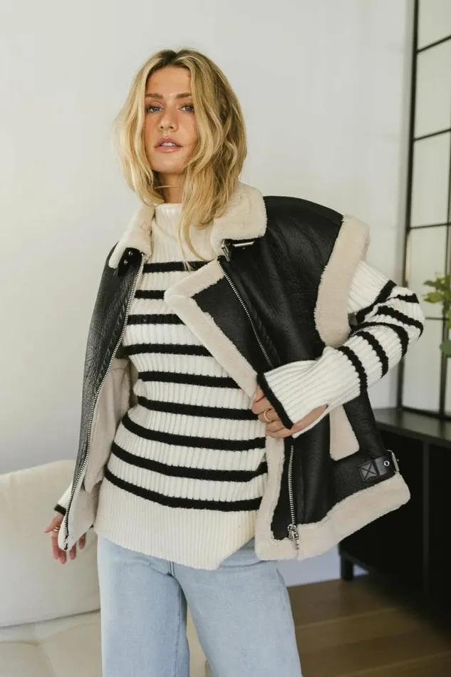 Taylor Striped Sweater Ivory Women Bohme Tops