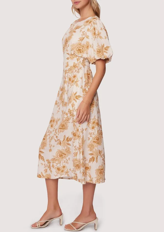 Toasted Rose Midi Dress Brownfloral Women Lost Wander Dresses