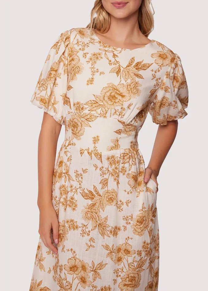 Toasted Rose Midi Dress Brownfloral Women Lost Wander Dresses