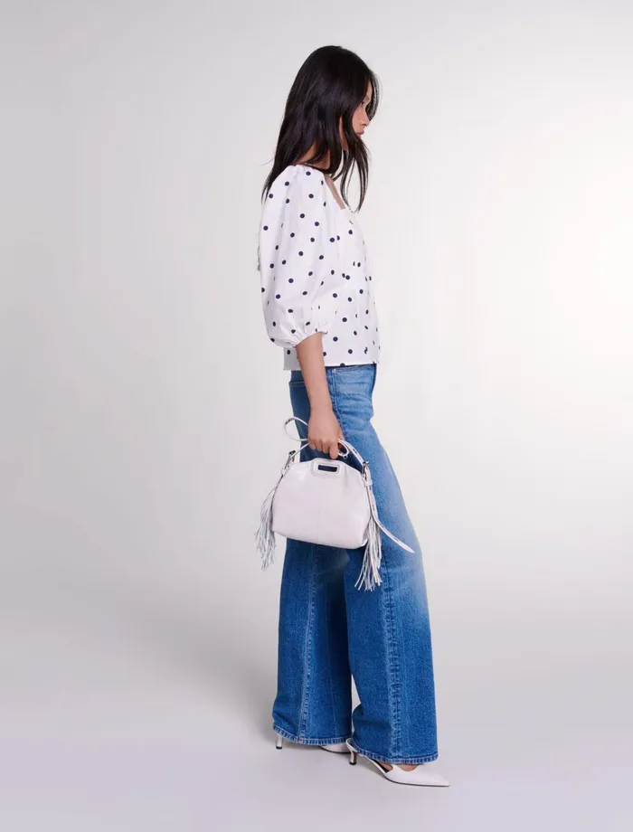 Tops and Shirts Women Maje PuffSleeved Top Navy Polka Dots