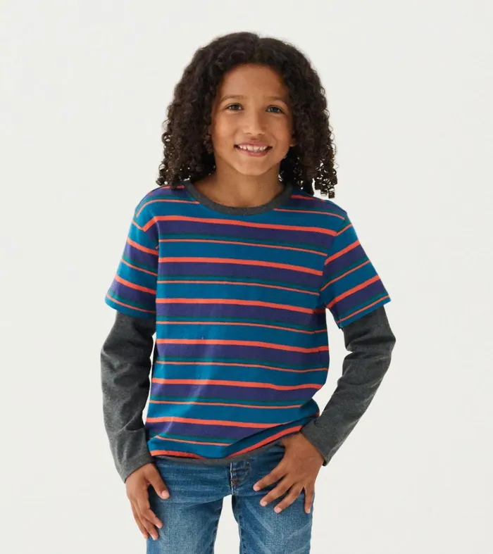 Tops Boys Hatley Boys Moroccan Blue Fooler Long Sleeve TShirt