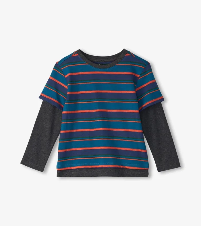 Tops Boys Hatley Boys Moroccan Blue Fooler Long Sleeve TShirt