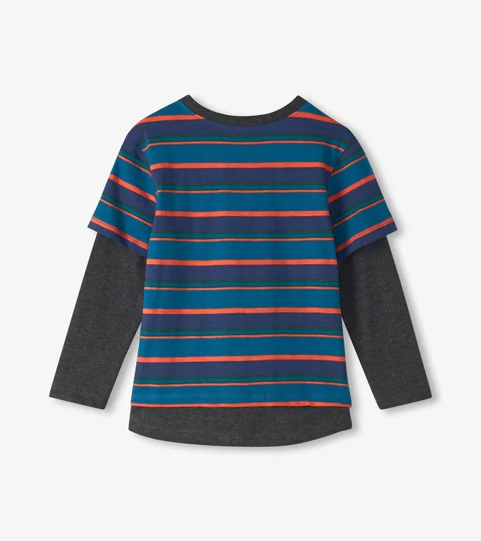 Tops Boys Hatley Boys Moroccan Blue Fooler Long Sleeve TShirt