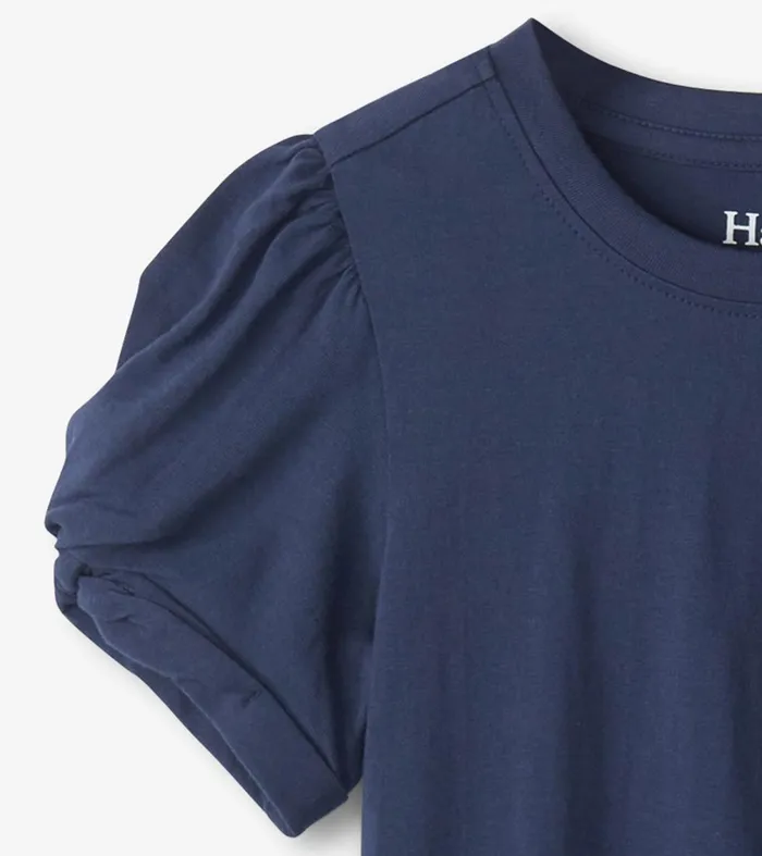Tops Girls Hatley Girls Navy Twisted Sleeve Tee
