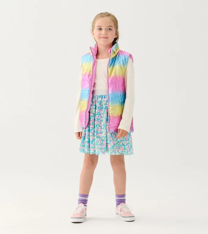 Tops Girls Hatley Girls Rainbow Shine Reversible Quilted Vest