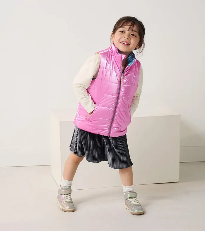 Tops Girls Hatley Girls Rainbow Shine Reversible Quilted Vest