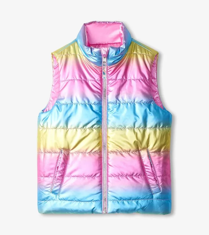 Tops Girls Hatley Girls Rainbow Shine Reversible Quilted Vest