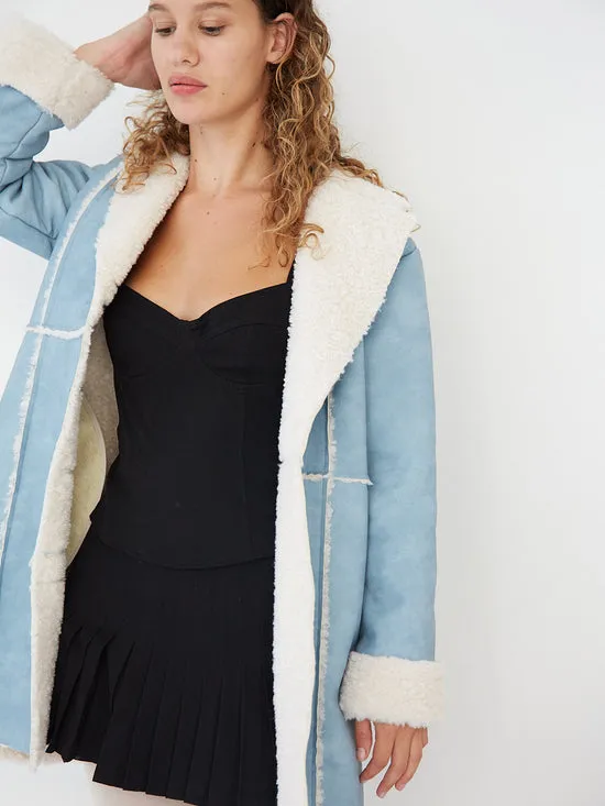 Tops Nadia Sherpa Coat Cloud Blue 8211 Lisa Says Gah Women