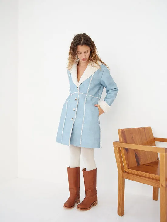 Tops Nadia Sherpa Coat Cloud Blue 8211 Lisa Says Gah Women