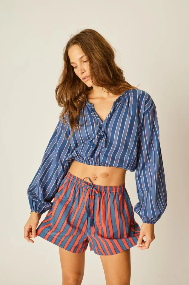Tops Shop Natalie Martin AMELIA TOP Batik Stripe Navy