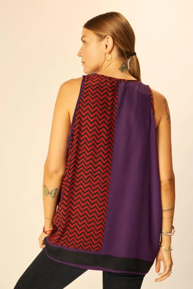 Tops Shop Natalie Martin ARIANA TANK Block Zigzag Aubergine