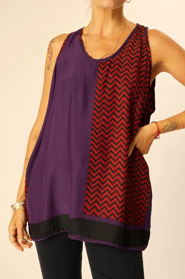 Tops Shop Natalie Martin ARIANA TANK Block Zigzag Aubergine