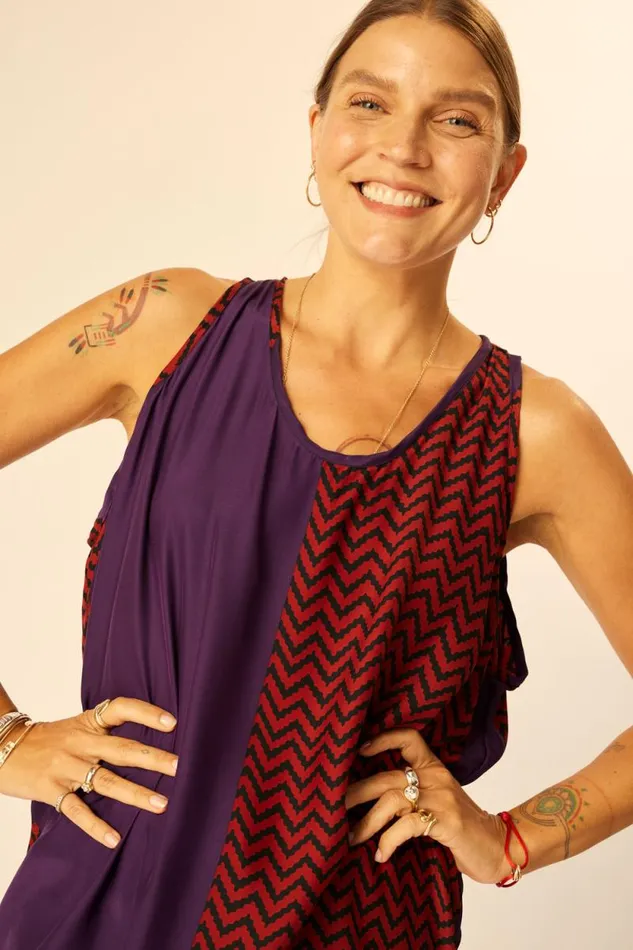 Tops Shop Natalie Martin ARIANA TANK Block Zigzag Aubergine