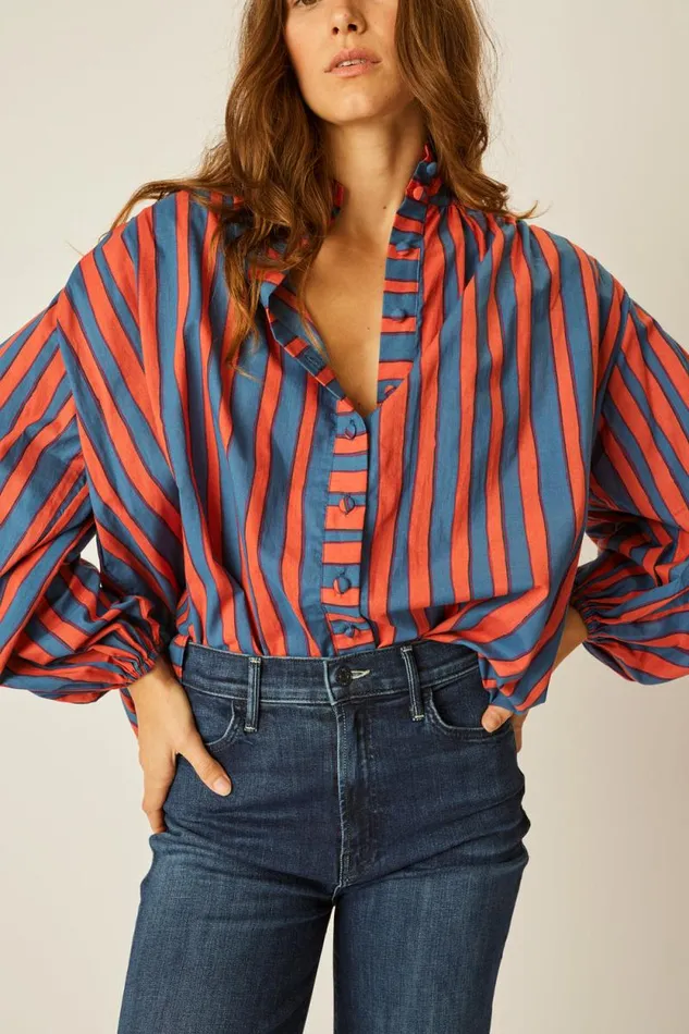 Tops Shop Natalie Martin IRIS TOP Batik Stripe Navy