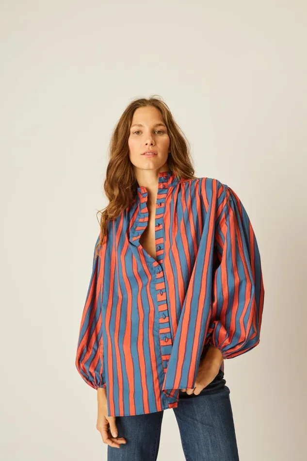 Tops Shop Natalie Martin IRIS TOP Batik Stripe Navy